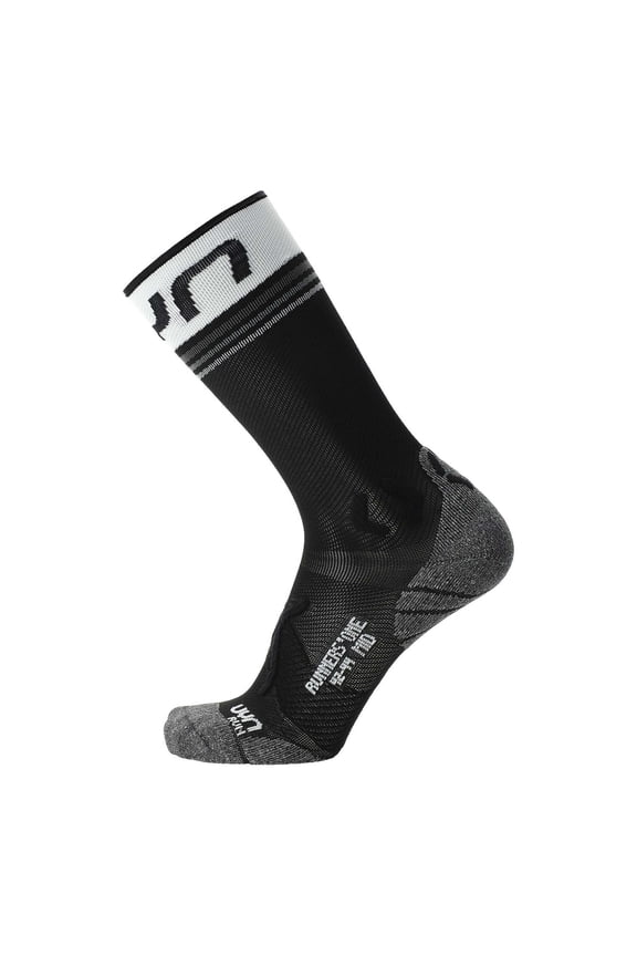 Men's Running Socks - One Mid Socks, Crew Socks, Polyamide, Logo Black/White 39-41