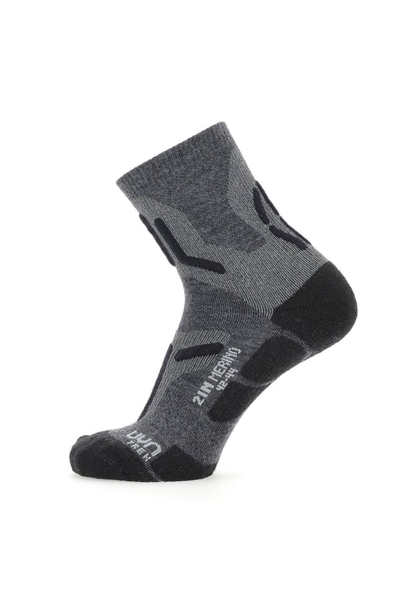 Men's Trekking Socks - 2In Merino Socks, Hiking Socks, Merino, Logo Black/Grey 45-47