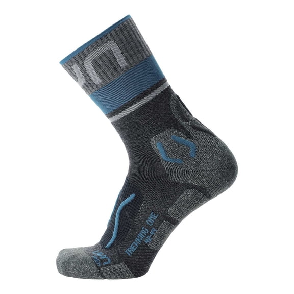 Uyn Men's Trekking Socks - One Merino Socks, Hiking Socks, Merino, Logo Black/Grey 35-38