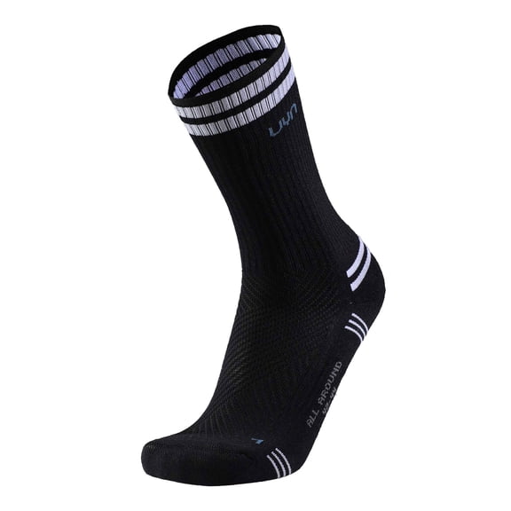 Uyn Unisex Socks - Everyday Crew Socks, Logo, Solid Colour Black/White 45-47