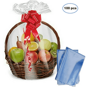 Uyoyous 100Pcs Shrink Wrap Bags,  24" x 32" Large Clear Cellophane Bags for Basket