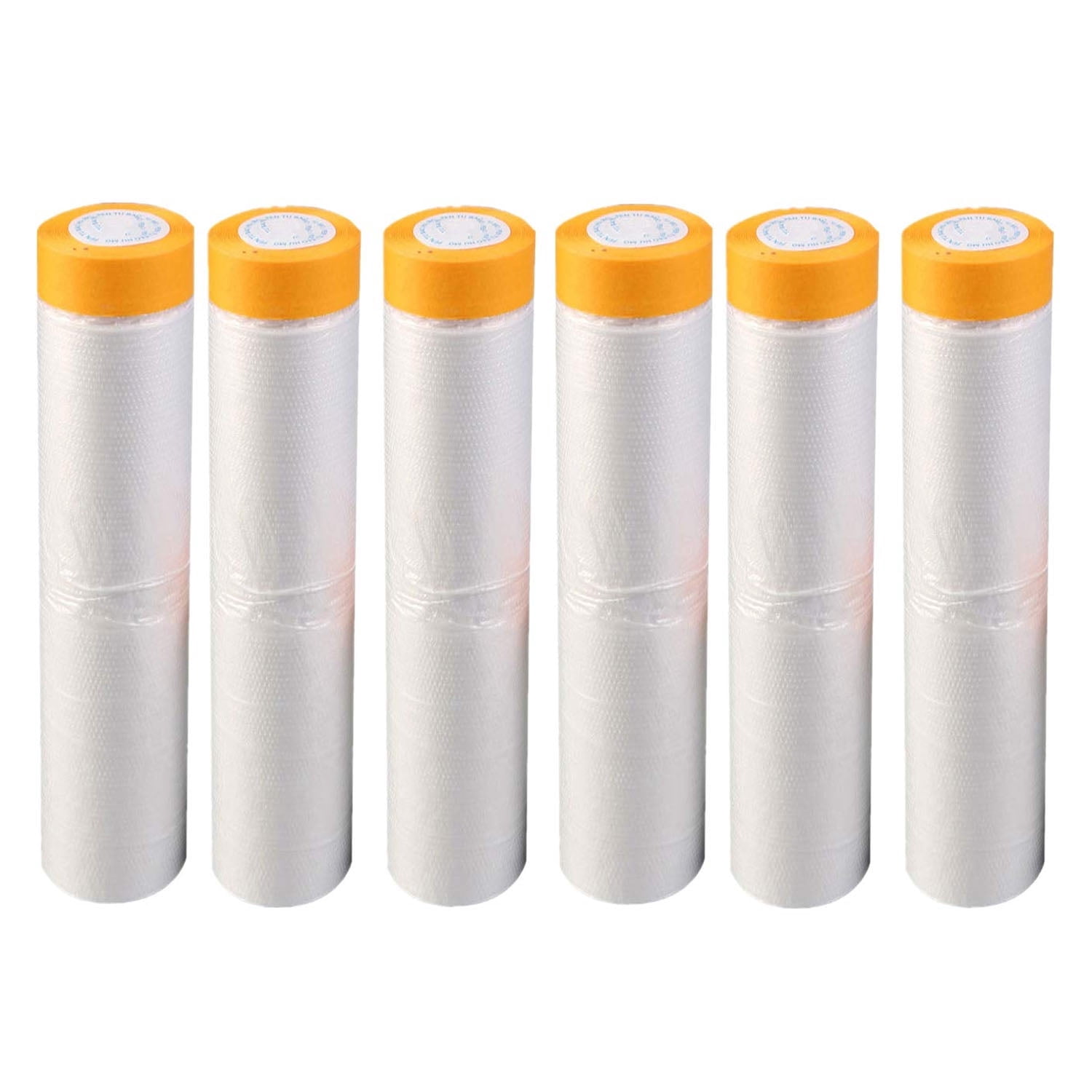 Uyoyous 6 Roll PreTaped Plastic Masking Film, 106in x 66ft Paintable