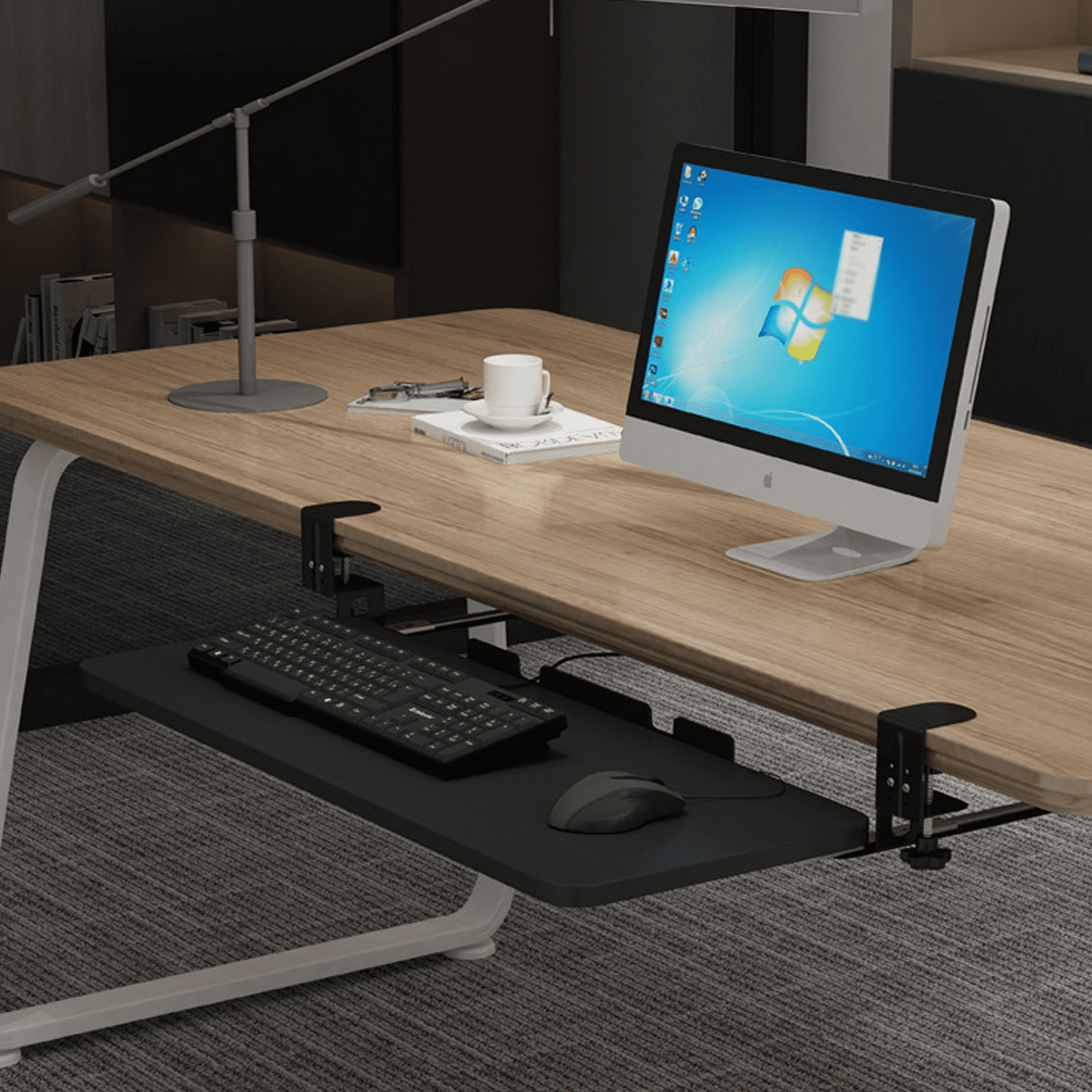 Uyoyous Keyboard Tray with Adjustable C Clamp, Steel Frame Computer