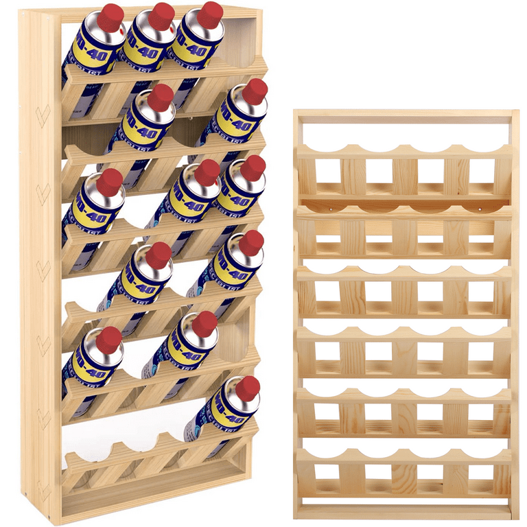 Uyoyous Spray Paint Holder, 24 Can Wall Mount Wood Aerosol Spray Paint  Storage for Garage and Craft Workroom