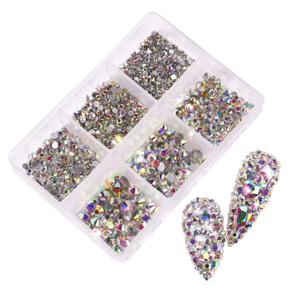 Uytogofe Mixed Size Glass Nail Glass Nail Glass Flatback Crystal 3D Diy Manicure Nail Tips Nail Charms Nail Gems Nail Art Bedazzler Kit With Rhinestones Piedras Para Uñas Acrílicas Cristales Para Uñas
