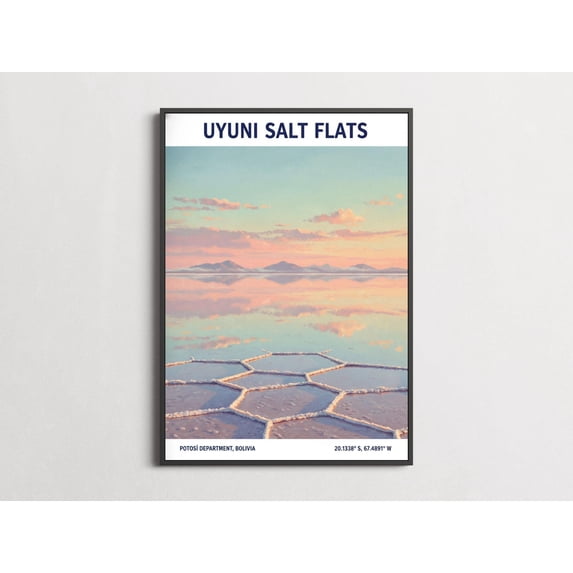 Uyuni Salt Flats Bolivia Landscape Pastel Sunset Reflection Decorative ...