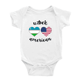 thumbnail image 1 of Uzbek American Flag Two Hearts Baby Bodysuit Baby Clothes (White, 12-18 Months), 1 of 5