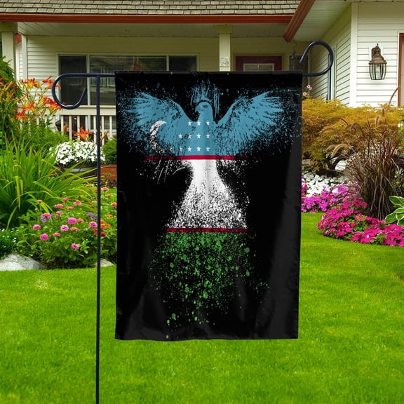 Uzbekistan Flag With Eagle Painting - Proud Uzbek Garden Flag (11.5x17.5) Double-Sided Decorative Polyester Indoor/Outdoor Flag