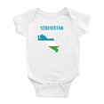 thumbnail image 1 of Uzbekistan Map Flag Baby Rompers Baby Clothes (White, 3-6 Months), 1 of 5
