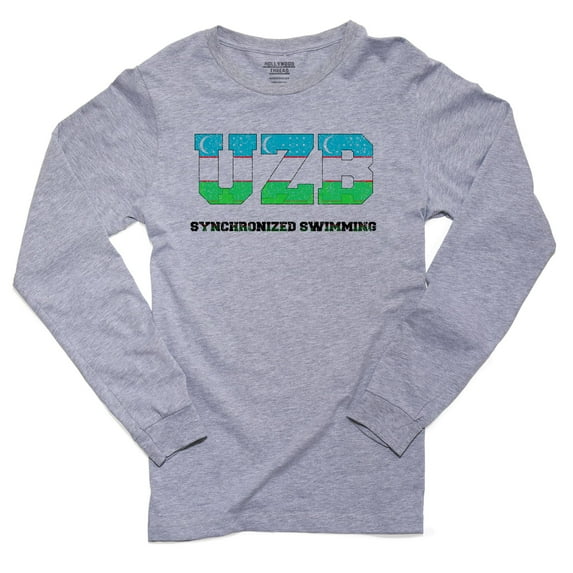 Uzbekistan Synchronized Swimming - Olympic Games - Rio - Flag Men's Long Sleeve Grey T-Shirt