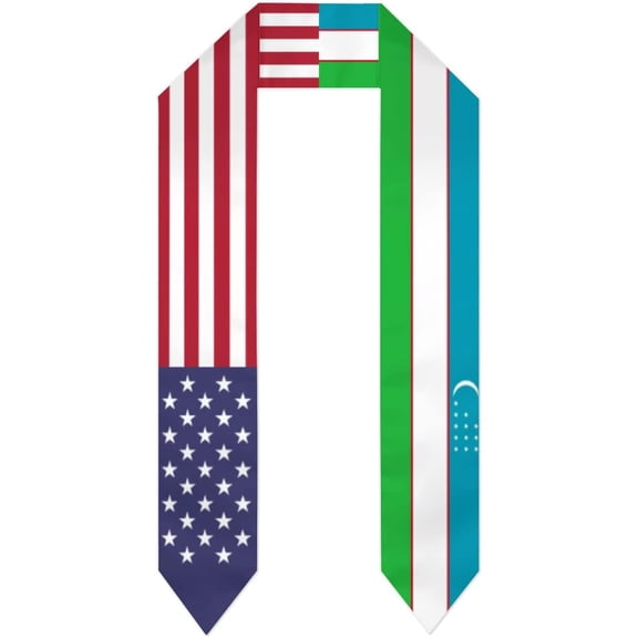 Uzbekistan & USA United States Flag Graduation Shawl Sash Stole Wraps Scraf For International Study