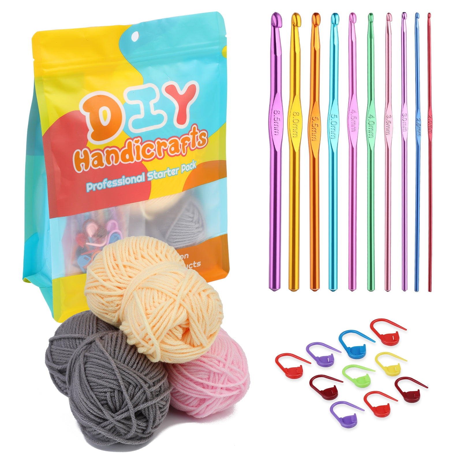 Jumblcrafts Crochet Starter Kit With Crochet Hooks And Yarn Set, Premium  Bundle Includes 24 Acrylic Yarn Balls, 9 Crochet Hooks, 6 Weaving Needles :  Target
