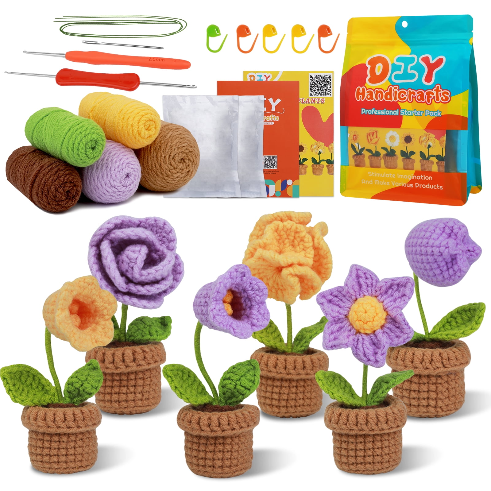 UzecPk Beginners Crochet Kit, Cute Flower Crochet Kit for Beginers and