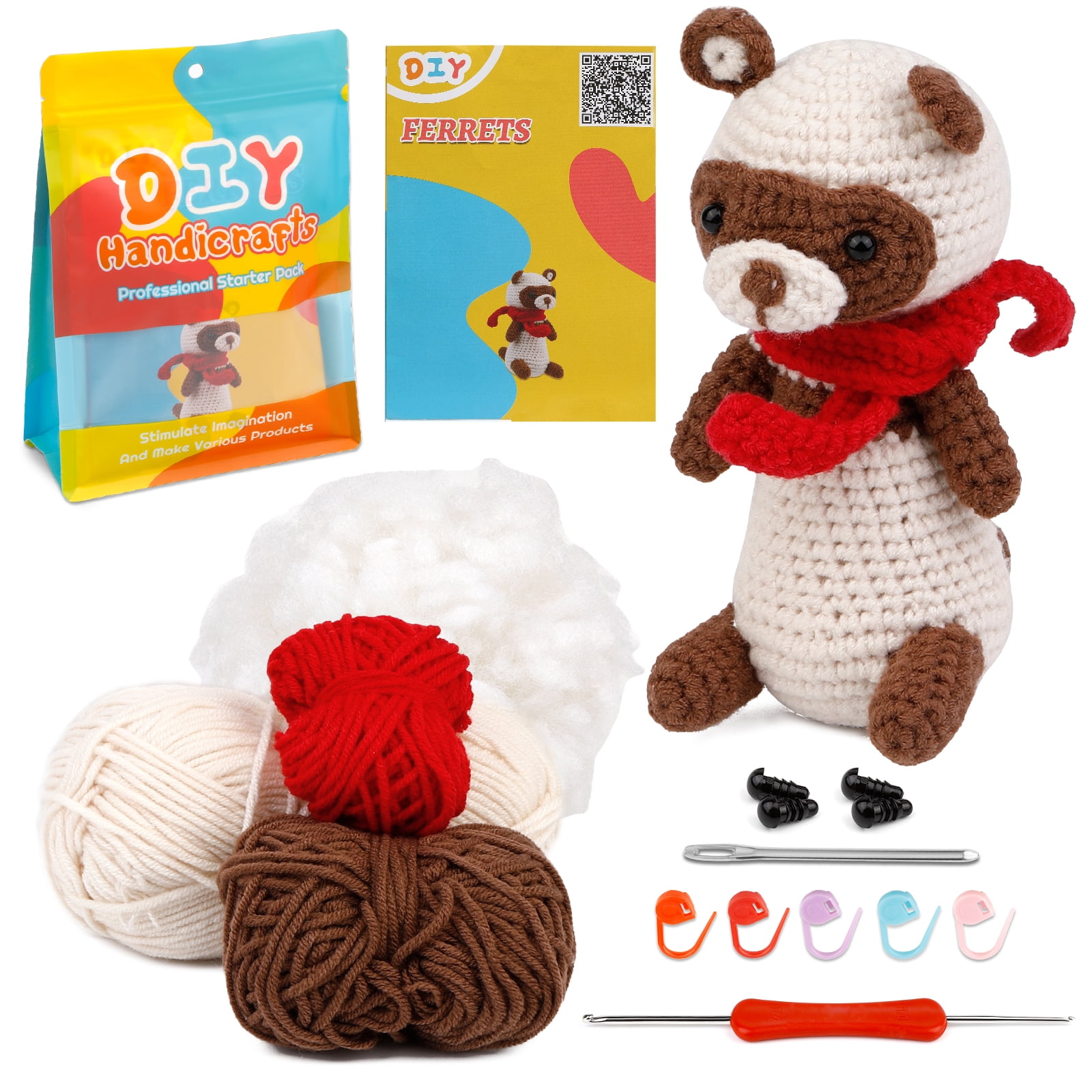 DIY Khaki Puppy Crochet Kit For Beginners Pet Birthday Hat Knitted Animal  Kit With Crochet Hooks Wool Doll & Positive Animal Crocheting Knitting Kit  With Step-By-Step Video Tutorials, Creative Gift For Festival