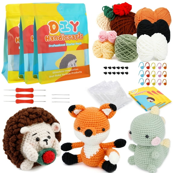 UzecPk Beginners Crochet Kit with Yarn and Crochet Hooks, 9 Pieces