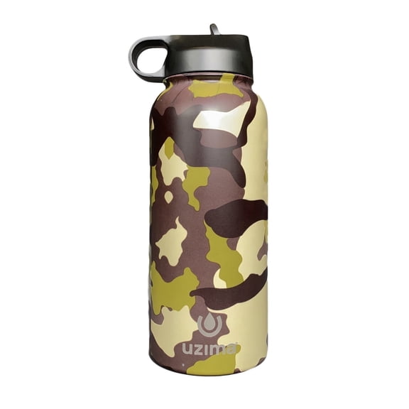 Uzima Z-Source Water Bottle With Filter. 0.1 Micron Hollow Fiber Filter For Hiking, Camping, and Emergency Preparedness. 32oz Stainless Steel. (Camo)