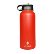 Uzima Z-Source Water Bottle With Filter. 0.1 Micron Hollow Fiber Filter For Hiking, Camping, and Emergency Preparedness. 32oz Stainless Steel. Red