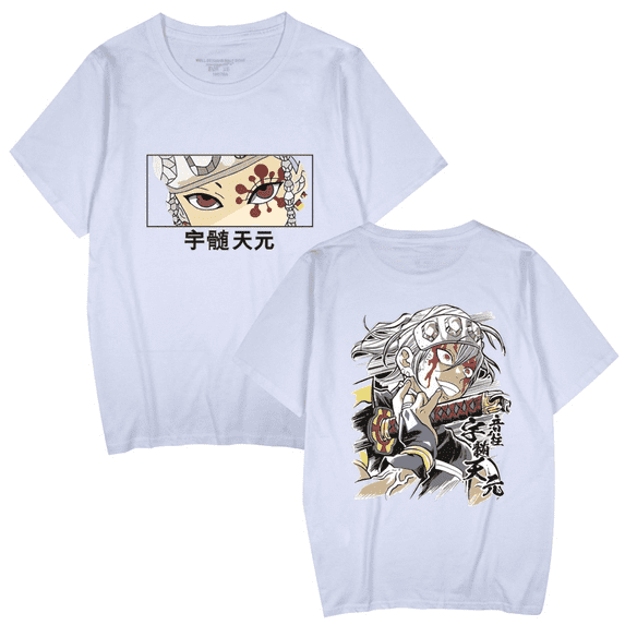 Uzui Tengen T-shirt summer breathable casual crewneck black and white top