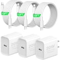 thumbnail image 1 of iPhone Fast Charger,3 Pack 20W USB C Wall Charger Block Adapter with 10FT Long Fast Charging Cable Compatible for iPhone 14/13/12/11/Pro/Pro Max/XS/Mini, iPad, 1 of 7