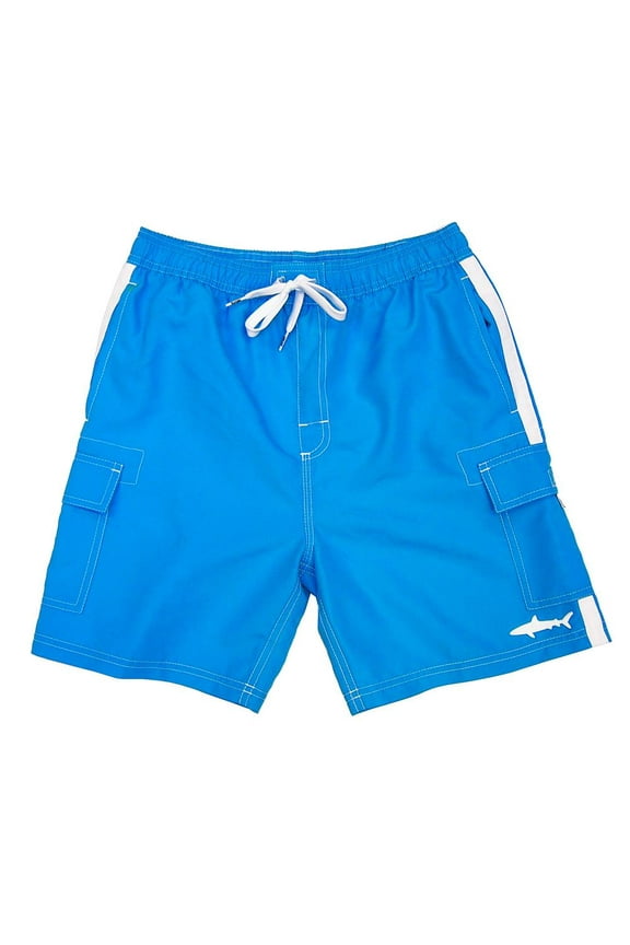 Boys Swim Trunks Quick Dry Boxer Shorts Fun Print Beachwear, Blue, Size: 10-12, Uzzi Active Wear