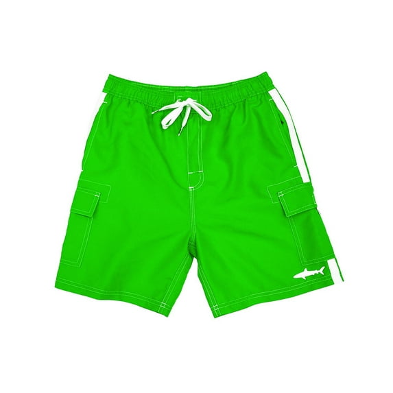 Uzzi Boys Swim Trunks Quick Dry Boxer Shorts Fun Print Beachwear, Neon Green, Size: 6-8, Uzzi Active Wear