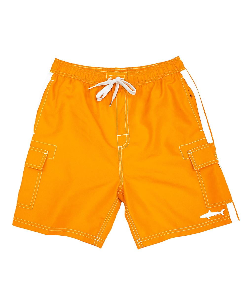 Uzzi Boys Swim Trunks Quick Dry Boxer Shorts Fun Print Beachwear, Orange, Size: 8-10, Uzzi Active Wear