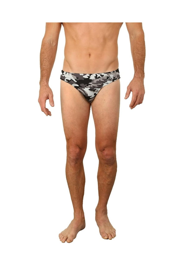 Mens Brief Swimwear Colored Swim Suit Beachwear, Black Camo, Size: Small