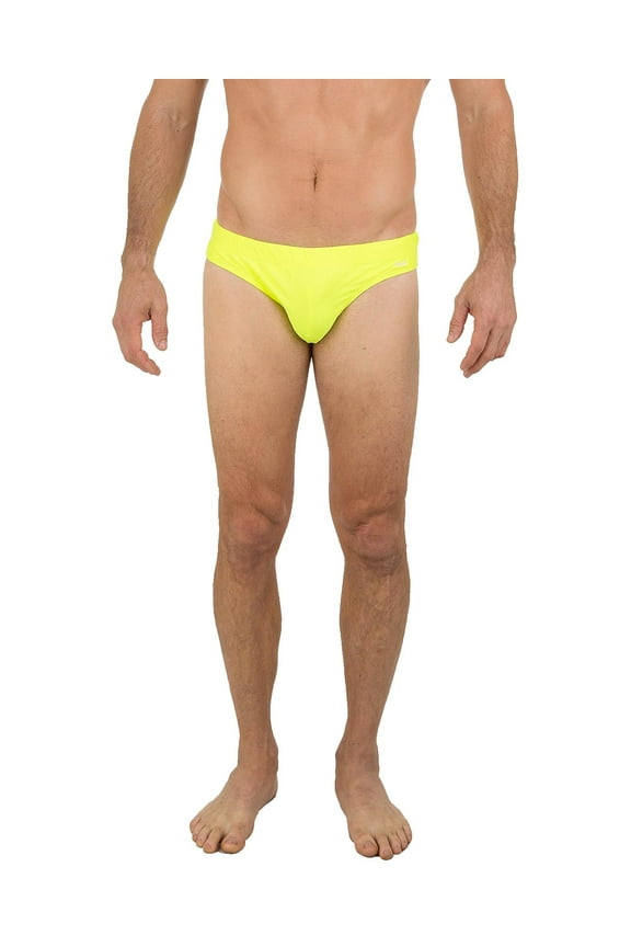 Mens Brief Swimwear Colored Swim Suit Beachwear, Neon Yellow, Size: Small