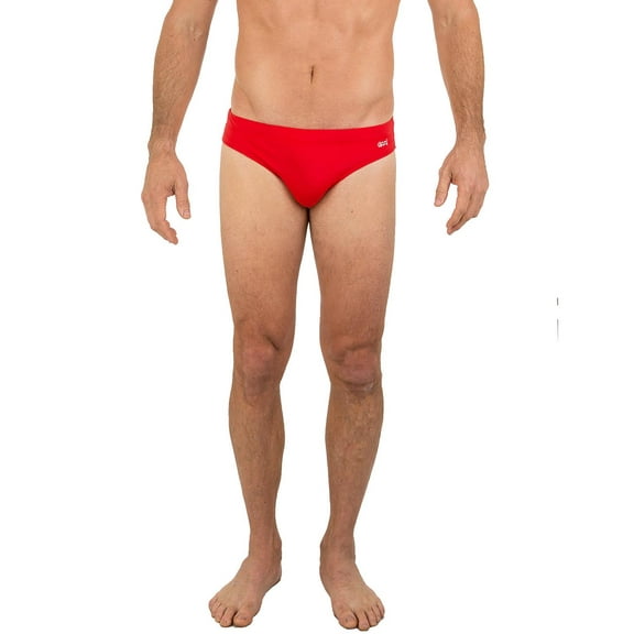 Uzzi Mens Brief Swimwear Colored Swim Suit Beachwear, Red, Size: Medium