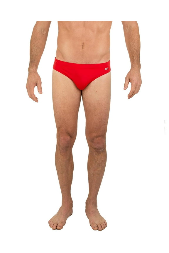 Mens Brief Swimwear Colored Swim Suit Beachwear, Red, Size: Medium