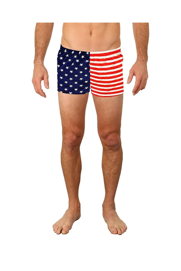 Mens Swimwear Briefs Swim Suit Beachwear Boxers, US Flag, Size: Large, Uzzi Active Wear