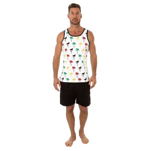 Uzzi Mens Tank Top Rainbow Pride Flag Sleeveless T-Shirt Fun Top, Flamingo, Size: Large, Uzzi Active Wear
