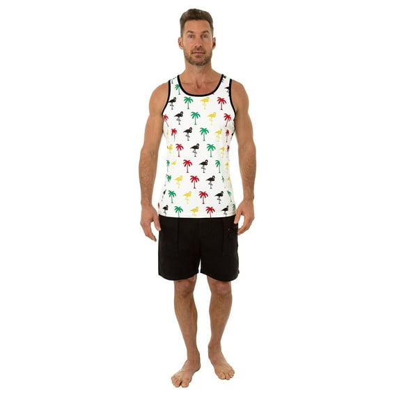 Uzzi Mens Tank Top Rainbow Pride Flag Sleeveless T-Shirt Fun Top, Flamingo, Size: Small, Uzzi Active Wear