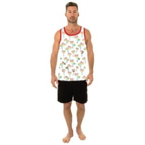 Uzzi Mens Tank Top Rainbow Pride Flag Sleeveless T-Shirt Fun Top, White Palm Tree, Size: Large