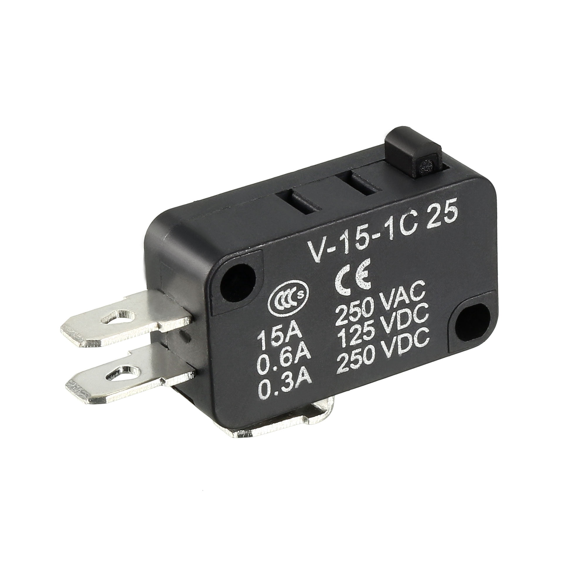 V-15-1C25 15A 250V AC 3 Terminals Snap Button Type Micro Switch ...