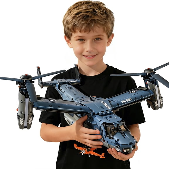 V-22 Osprey Military Aircraft Building Blocks Set, 1486Pcs Tiltrotor Transport Airplane Model, STEM Construction Toy for Teens Adults
