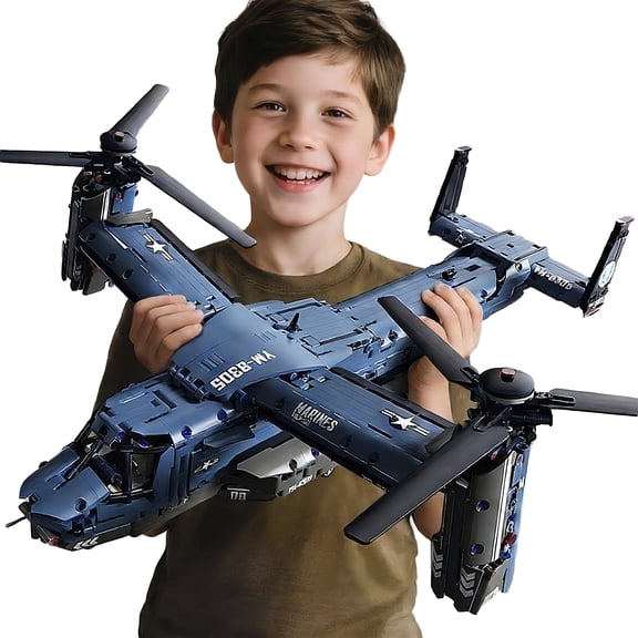 V-22 Osprey Military Aircraft Building Blocks Set, 1486Pcs Tiltrotor Transport Plane Model Kit, Engineering STEM Toy Gift for Teens & Adults