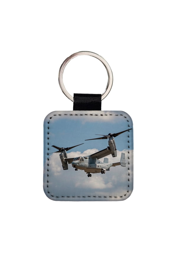 V-22 Osprey Tiltrotor Military Transport Faux Leather Square Keychain