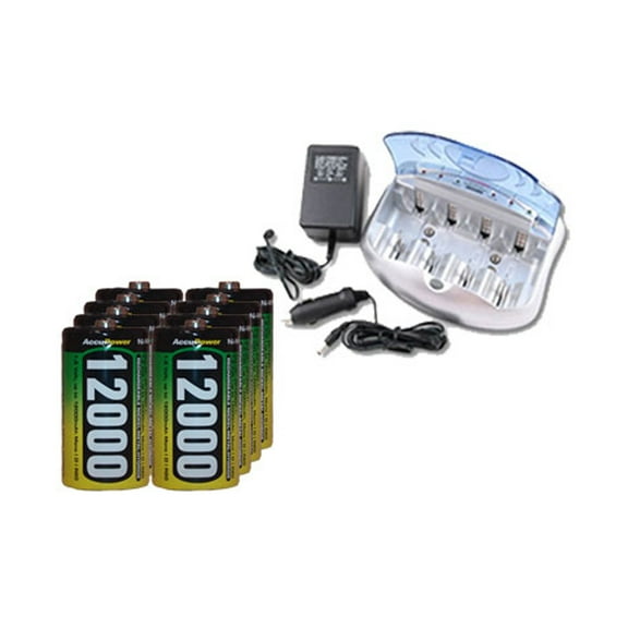 V-2299 Universal Smart Charger + 8 D AccuPower NiMH Batteries (12000 mAh)