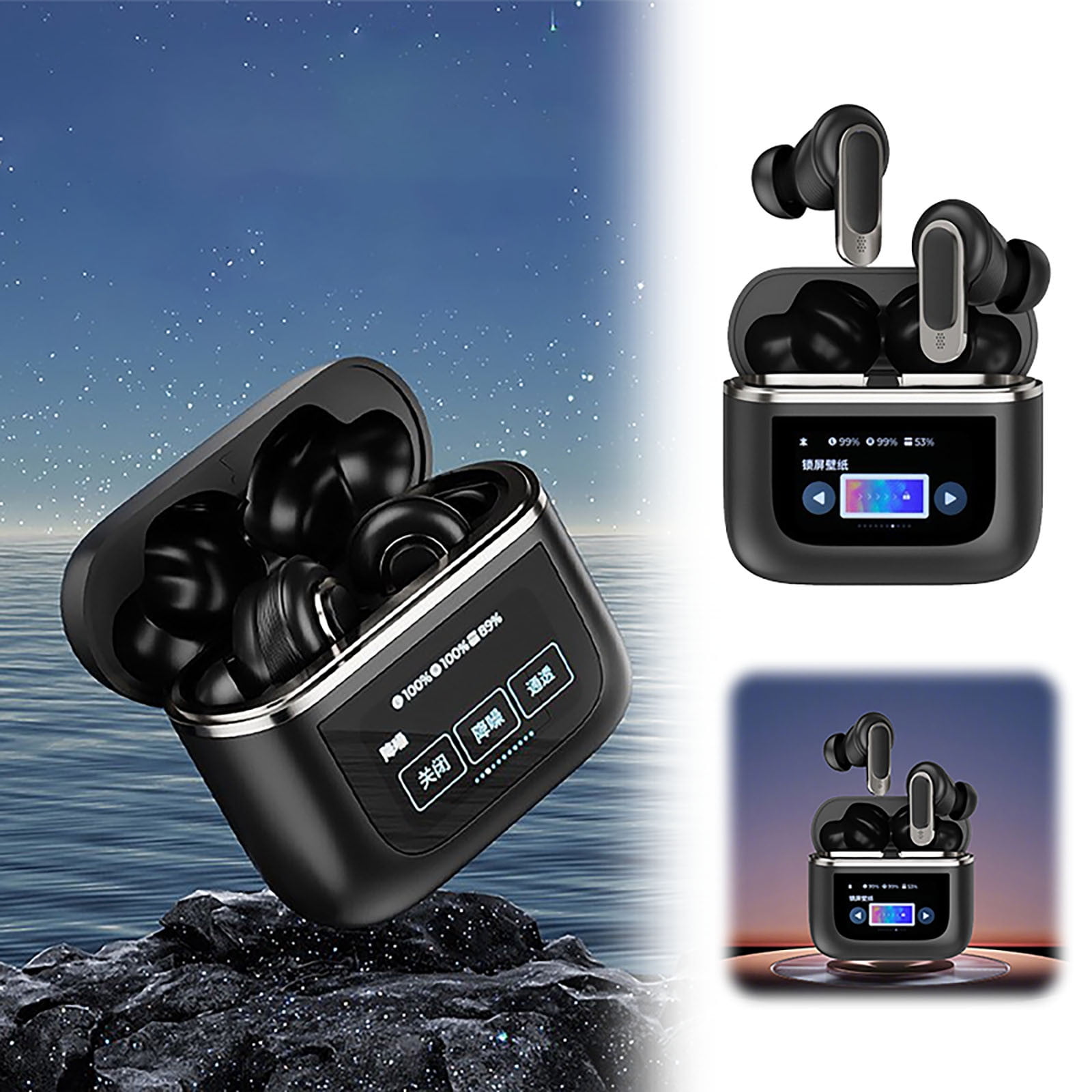 V 8 Headphones Equipped With An Intelligent Color Screen And Wireless