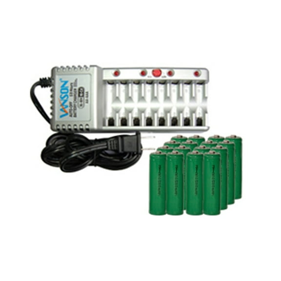 V-868 8 Bay AA & AAA Charger + 16 AA NiMH Batteries (1500 mAh)