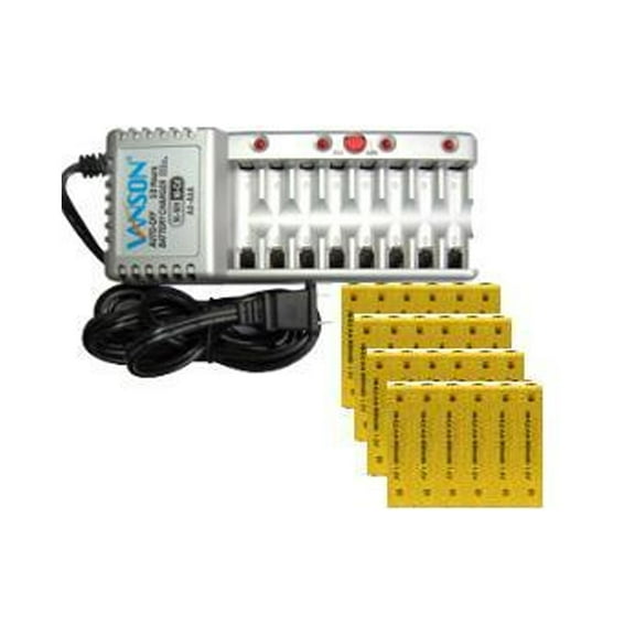 V-868 8 Bay AA & AAA Charger + 24 AA (800 mAh) NiCd Batteries