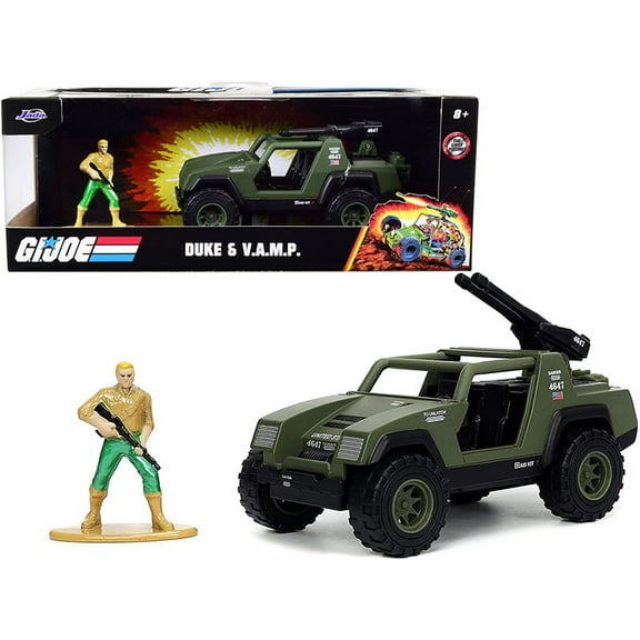 V.A.M.P. Olive Green and Duke Diecast Figurine G.I. Joe Hollywood Rides Series 1/32 Diecast Model Car by Jada