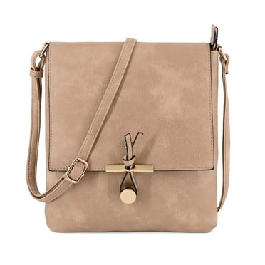 V+BENIE Tassel Crossbody Bag - Small Faux Leather Purse With Chain Strap, Taupe