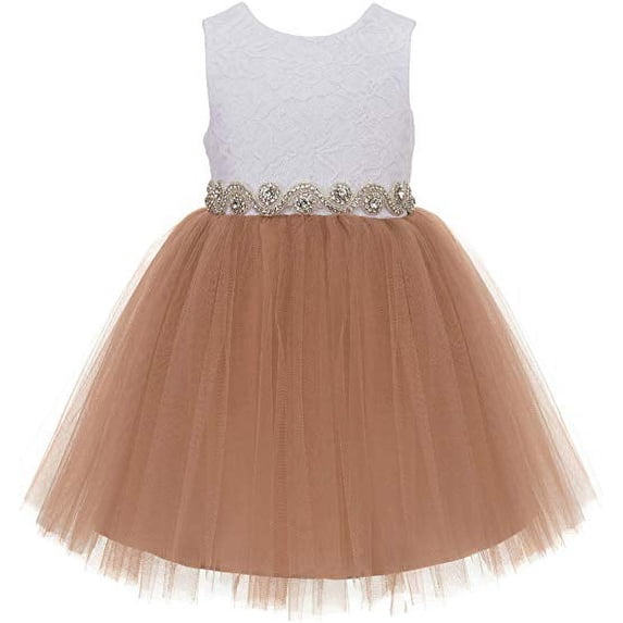 V-Back Backless Lace Flower Girl Dress Communion Ceremony Gown 206R2