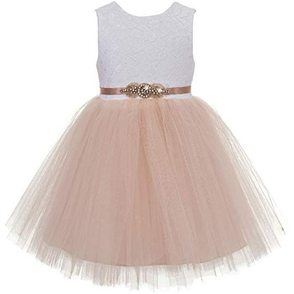 V-Back Backless Lace Formal Flower Girl Dress Special Occasions 206R1