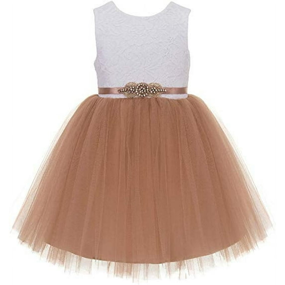 V-Back Backless Lace Flower Girl Dress Junior Bridesmaid Pageant 206R1