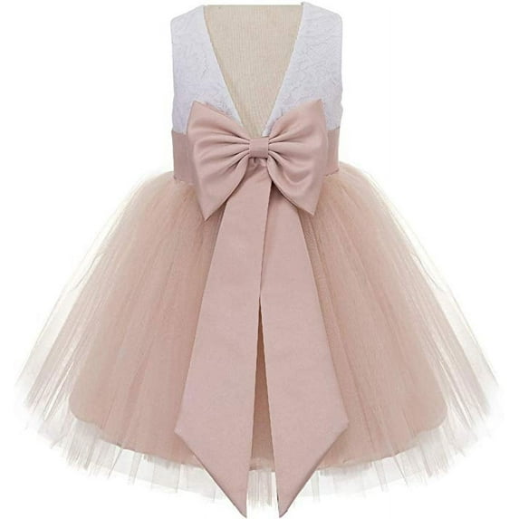 V-Back Backless Lace Flower Girl Dress Pageant Special Occasions 206T