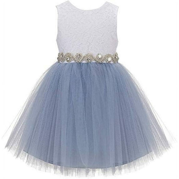 V-Back Backless Lace Formal Flower Girl Dress Christening Gown 206R2