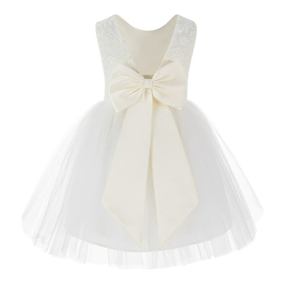 Ekidsbridal Ivory Backless Lace V-Back Flower Girl Dresses Fancy Formal Princess Pageant Gown 206T 10